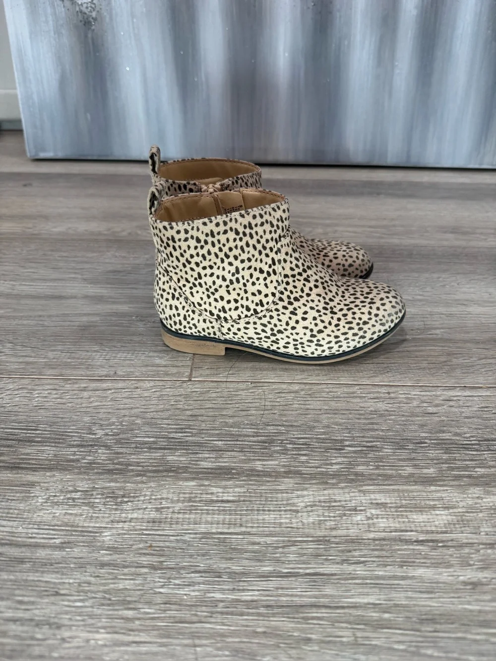 Cat & Jack Leopard Print Tan and Black Ankle Boots